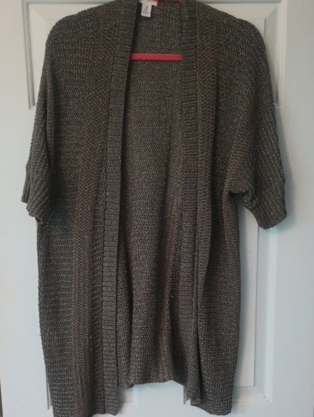Chico's Size 3 Knit Open-Front Cardigan Sweater - Greenish Gold Color